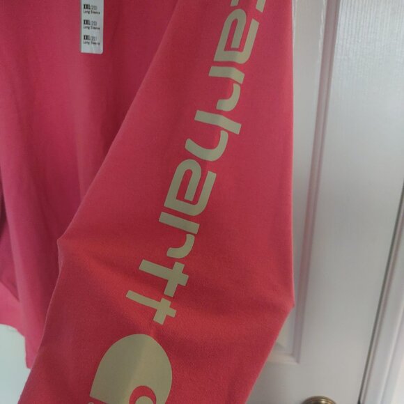 Carhartt Women's Loose Fit Long Sleeve Tee Size XXL Hot Pink Logo Sleeve - Picture 4 of 5